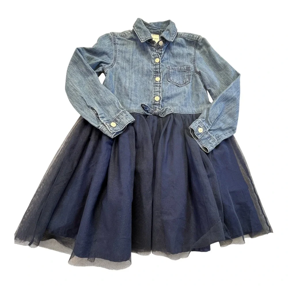 OshKosh Bgosh Toddler Girls 3T Denim and Navy Tulle Tutu Dress Cowgirl Princess